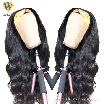 Headband human hair wigs for black women Peruvian straight hair headband wig,kinky straight headband wigs human hair